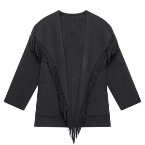 Mint Velvet Grey Wool Blend Hand Finished Tassel Coat